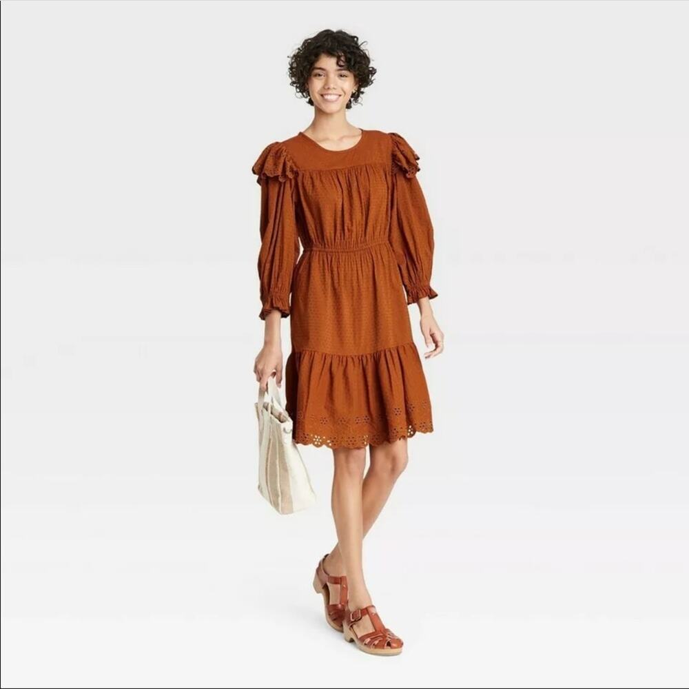 Universal‎ Thread Cotton Peasant Dress Brown Size Medium NWT